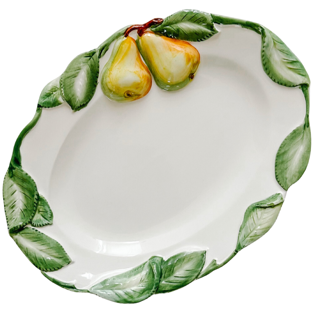 Vintage Italian Capodimonte Oval Fruit Dessert Plates