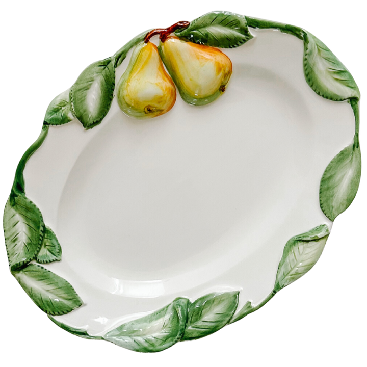 Vintage Italian Capodimonte Oval Fruit Dessert Plates