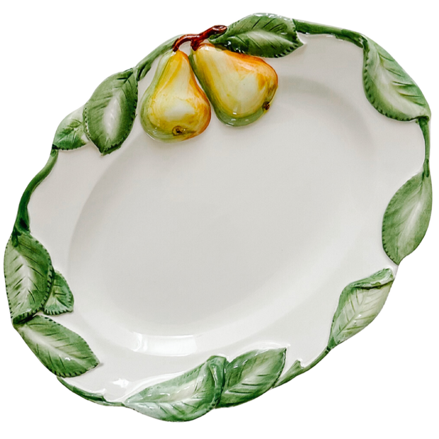 Vintage Italian Capodimonte Oval Fruit Dessert Plates