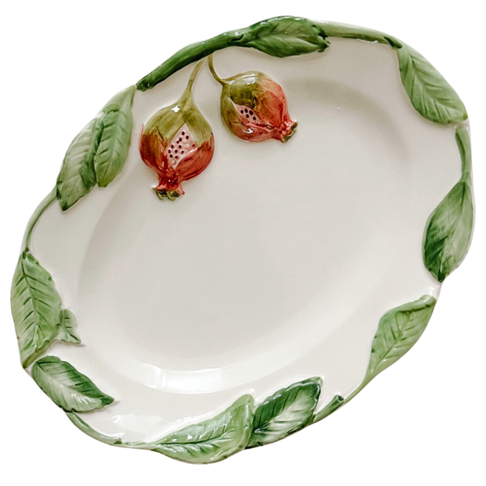 Vintage Italian Capodimonte Oval Fruit Dessert Plates