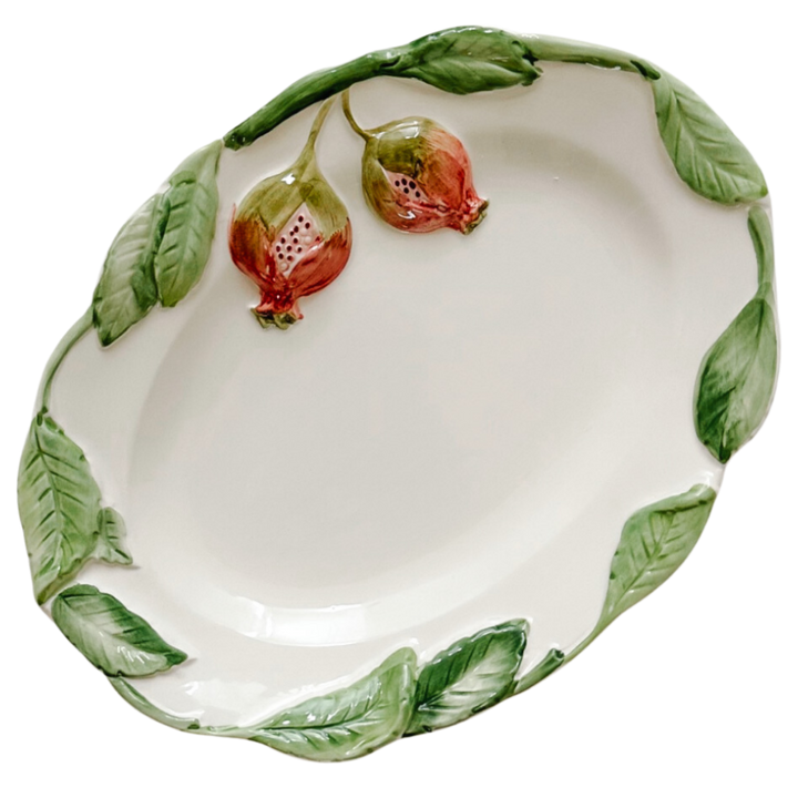 Vintage Italian Capodimonte Oval Fruit Dessert Plates