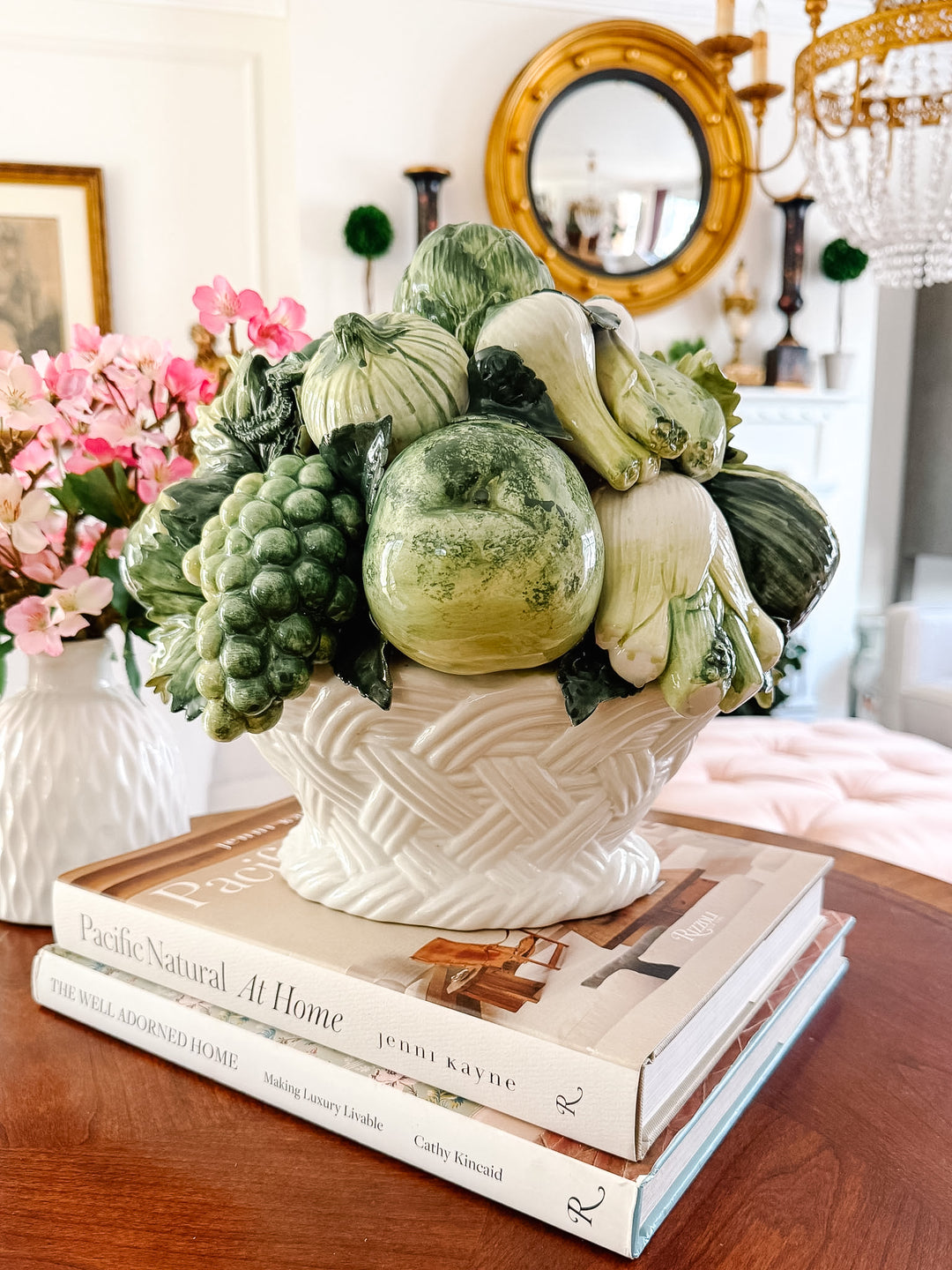 Vintage Italian Ceramic Fruit & Vegetable Basket Topiary