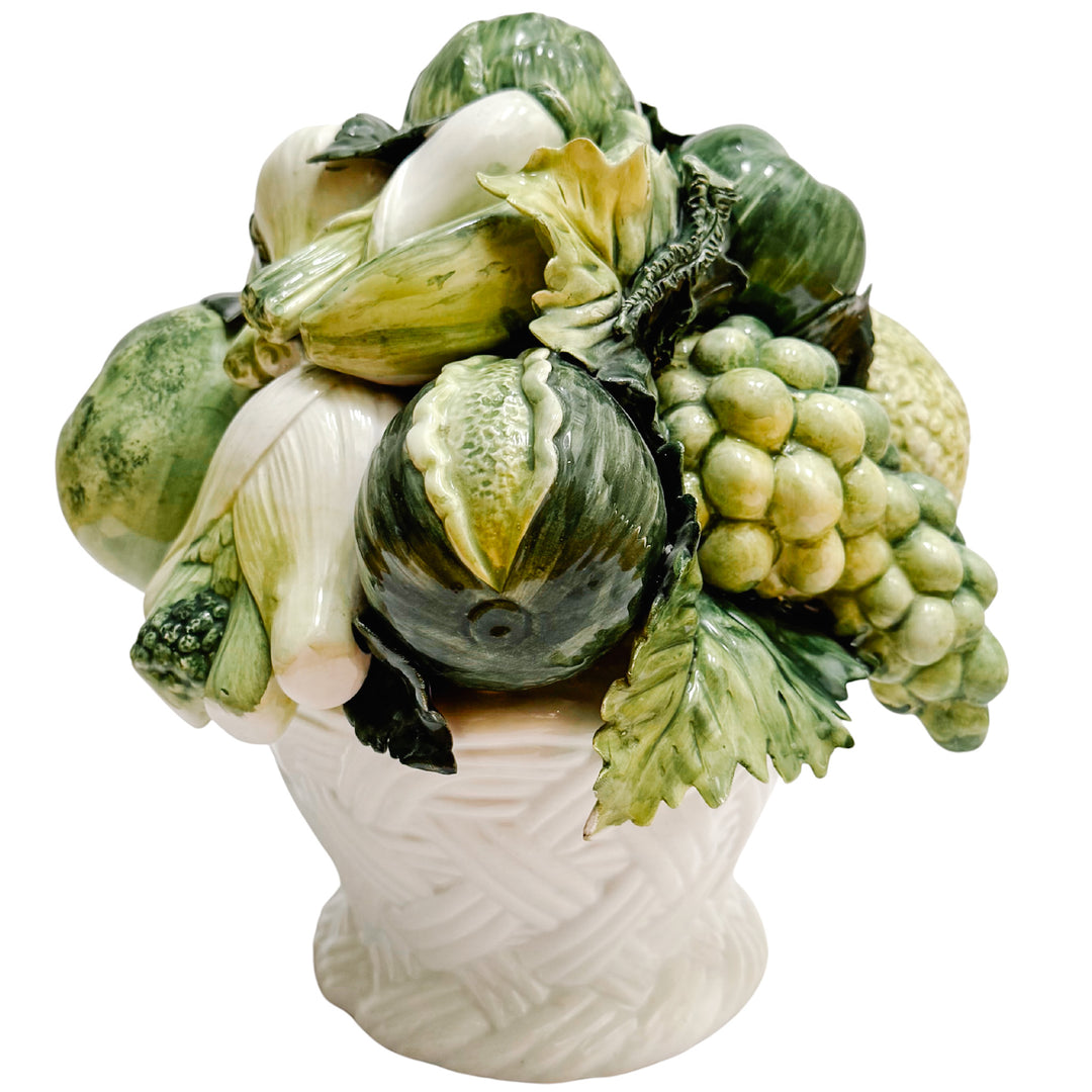 Vintage Italian Ceramic Fruit & Vegetable Basket Topiary