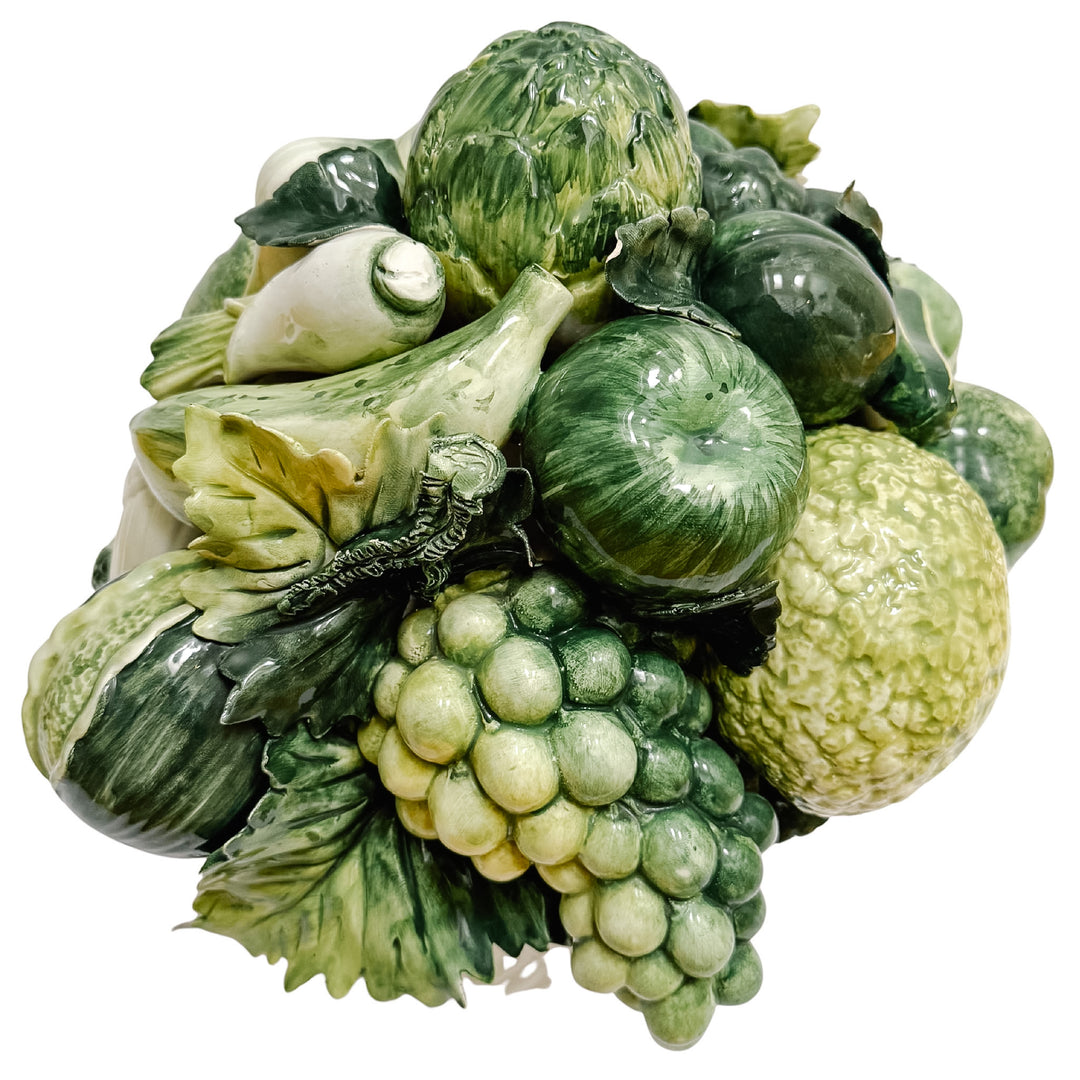Vintage Italian Ceramic Fruit & Vegetable Basket Topiary