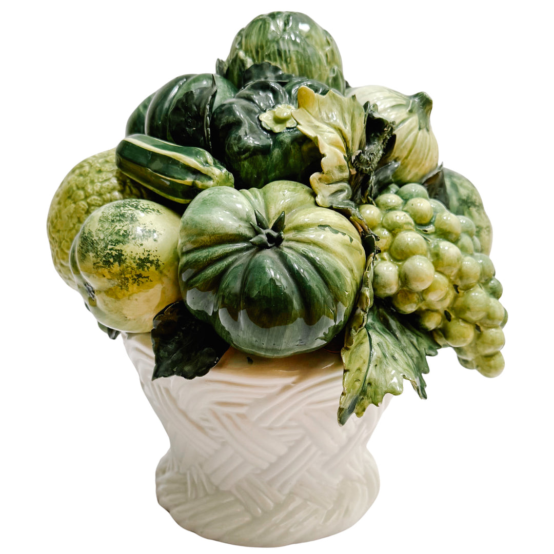 Vintage Italian Ceramic Fruit & Vegetable Basket Topiary