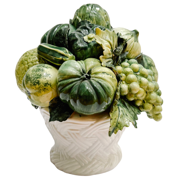 Vintage Italian Ceramic Fruit & Vegetable Basket Topiary
