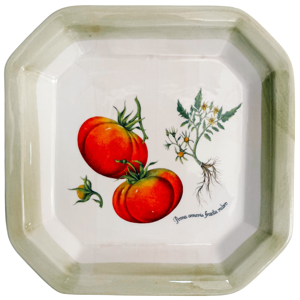 Decorative tray with tomato illustration on a white background