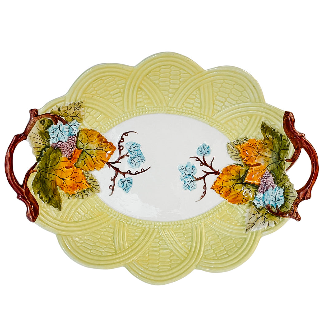 Vintage Italian Fall Leaves Handled Plate by Mottahedeh