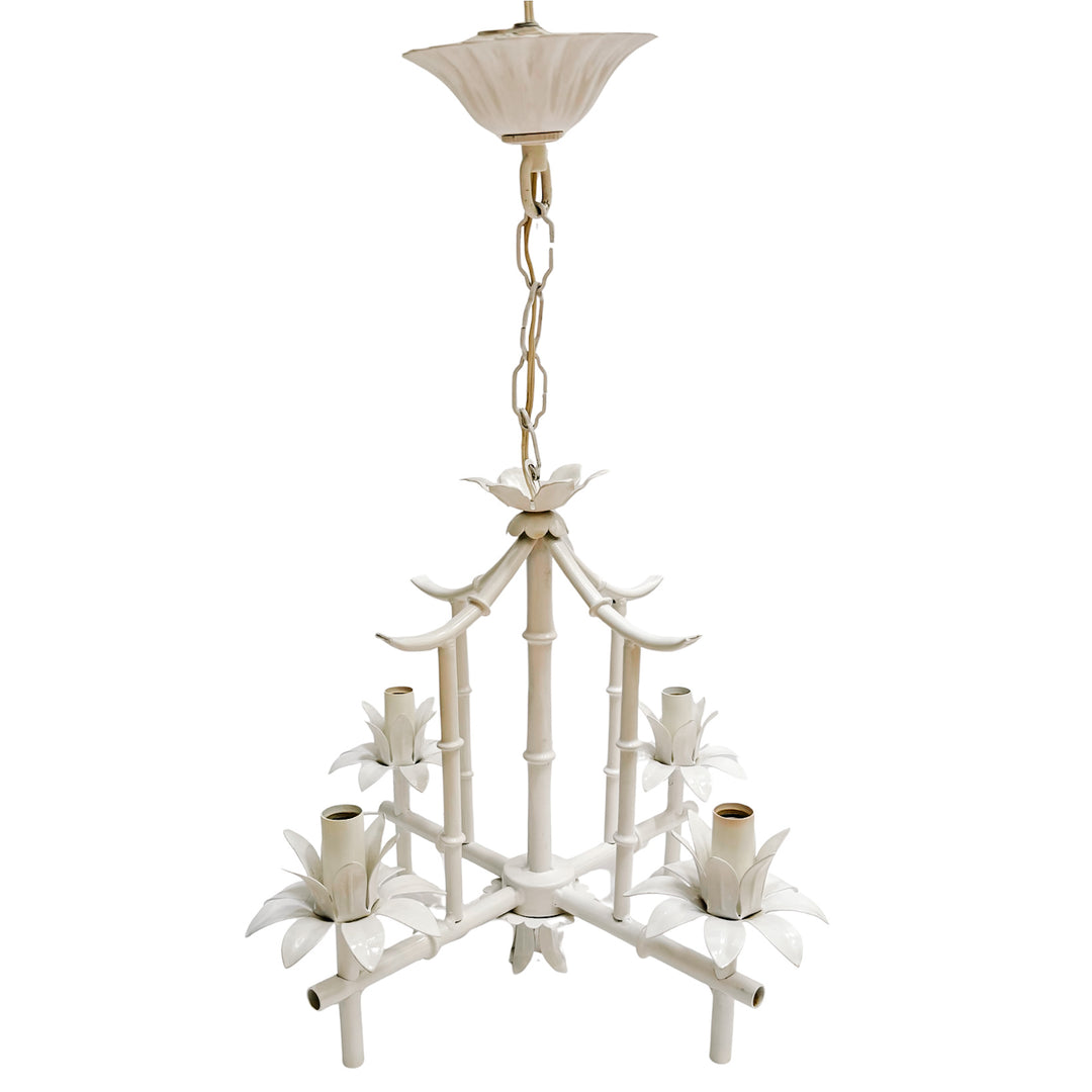 Vintage Italian Faux Bamboo Pagoda Chandelier