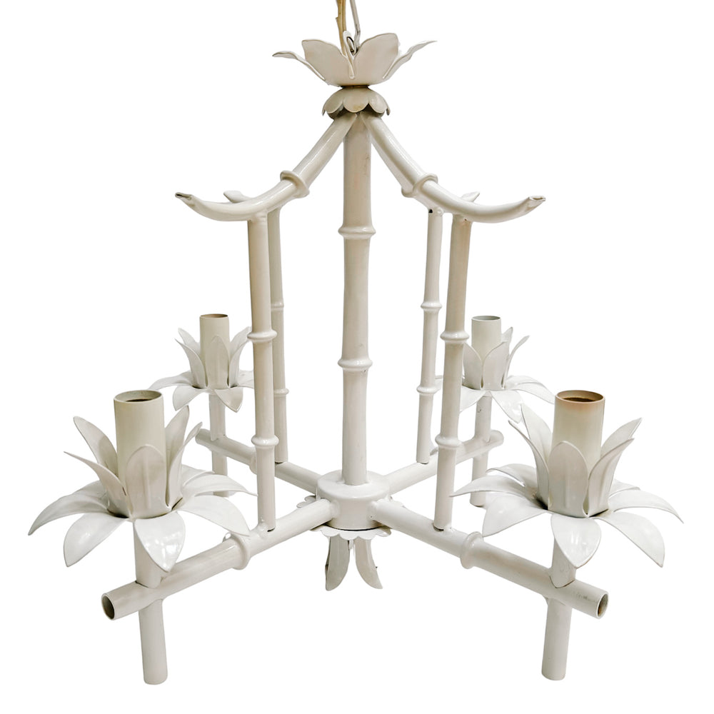 Vintage Italian Faux Bamboo Pagoda Chandelier
