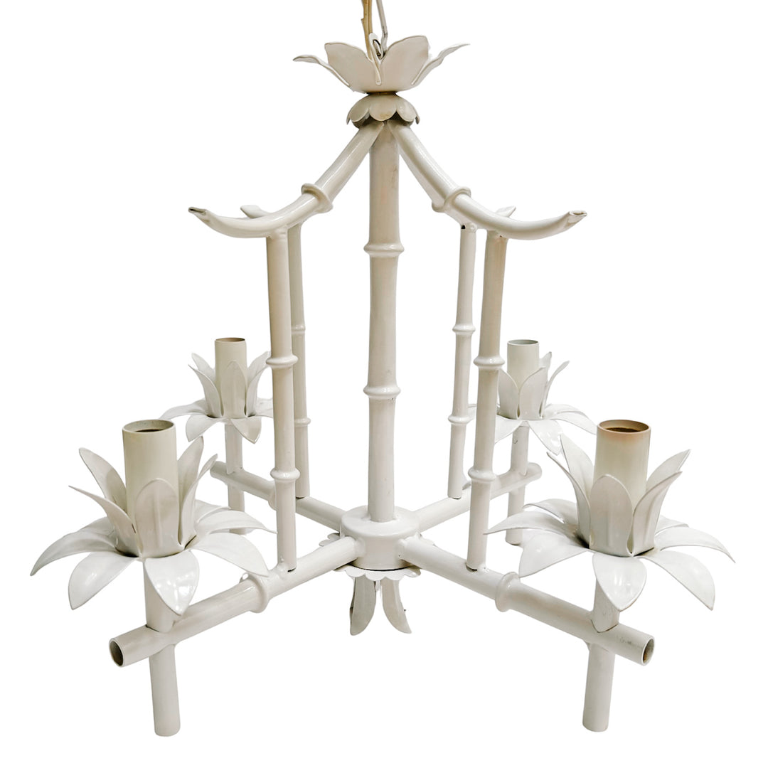 Vintage Italian Faux Bamboo Pagoda Chandelier