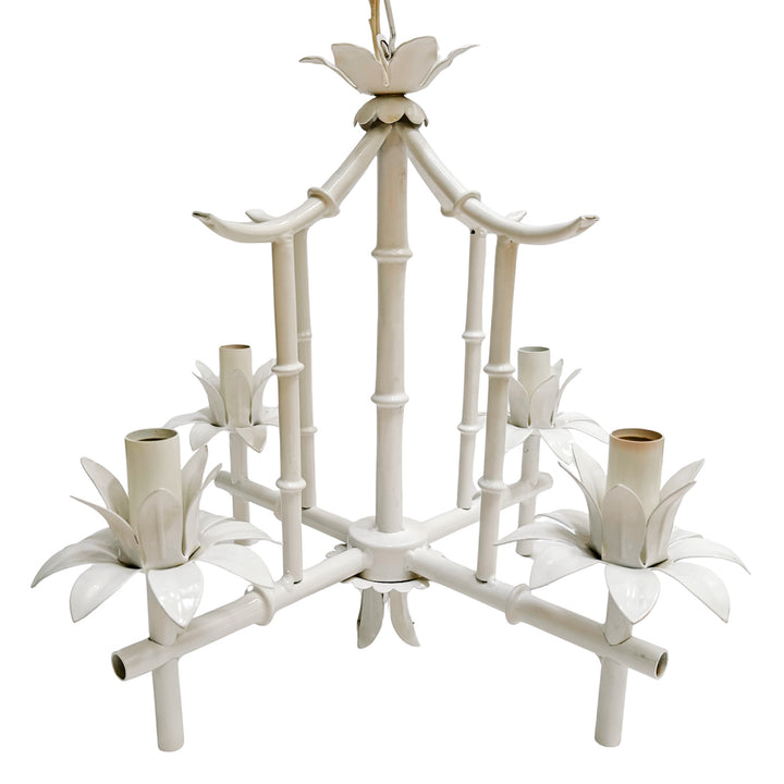 Vintage Italian Faux Bamboo Pagoda Chandelier