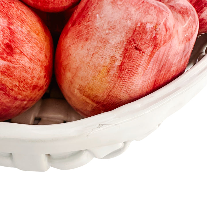 Vintage Italian Glazed Ceramic Apple Basket Centerpiece for Bergdorf Goodman
