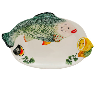 Vintage Italian Hand-Painted Fish Platter