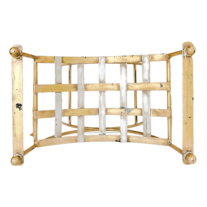 Vintage Italian Hollywood Regency Gilded Wrought Iron Curule or Savonarola Vanity Stool