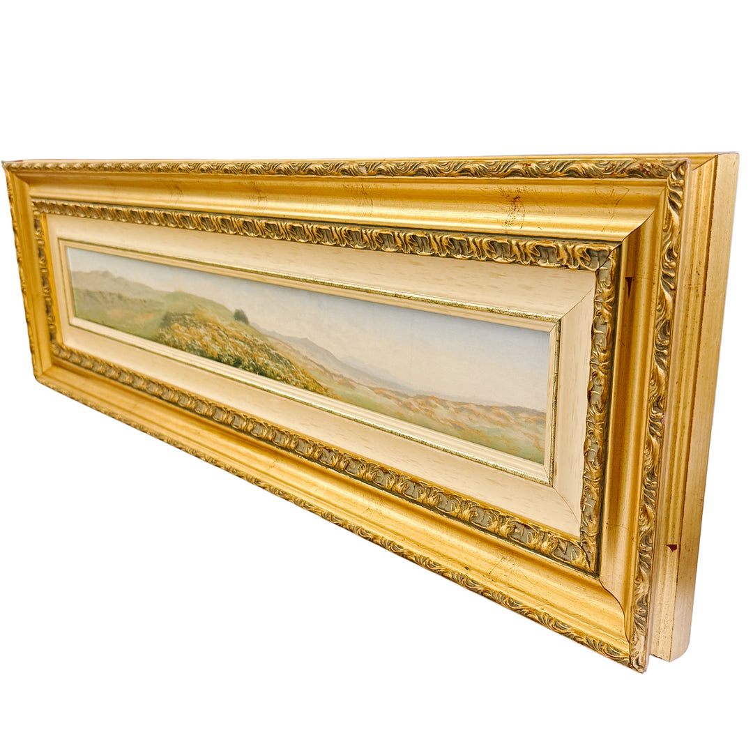 Large Vintage Italian Impressionist Panoramic Tuscan Landscape Oil Painting by Francesco Rosselli