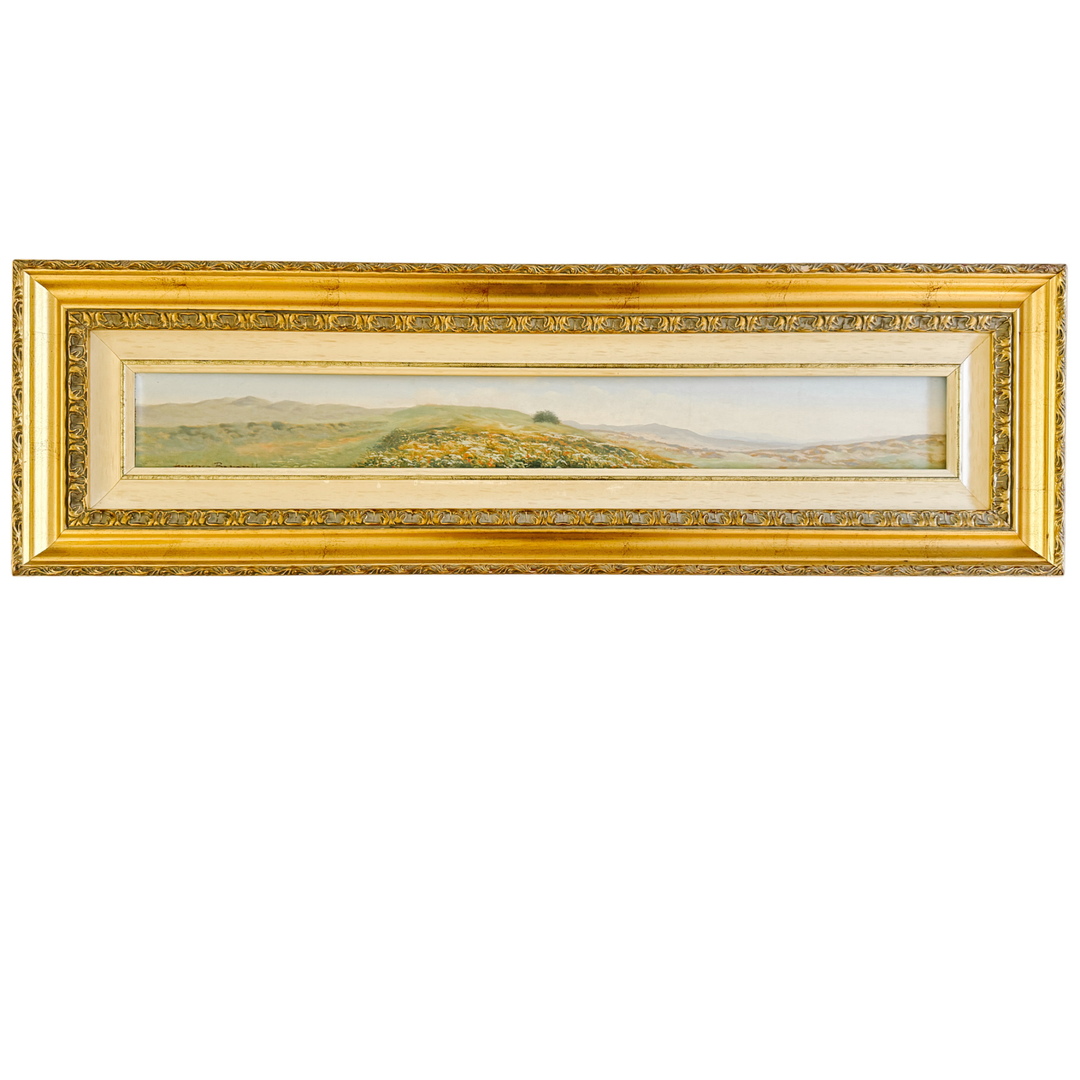 Large Vintage Italian Impressionist Panoramic Tuscan Landscape Oil Painting by Francesco Rosselli