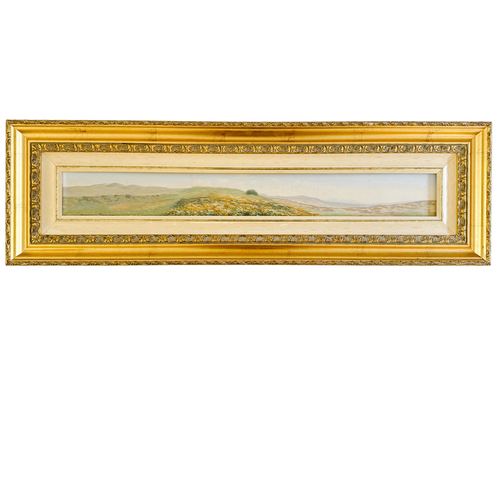 Large Vintage Italian Impressionist Panoramic Tuscan Landscape Oil Painting by Francesco Rosselli