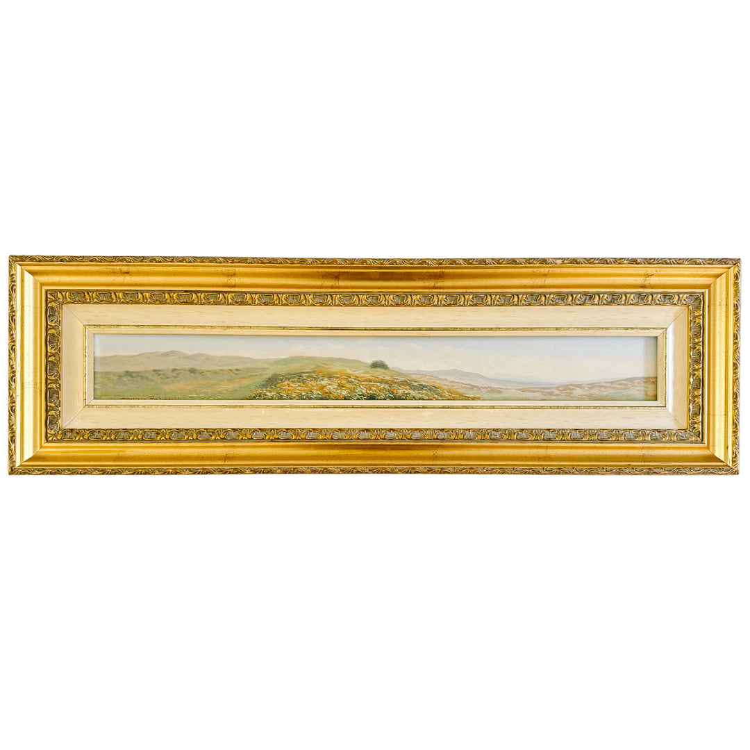Large Vintage Italian Impressionist Panoramic Tuscan Landscape Oil Painting by Francesco Rosselli