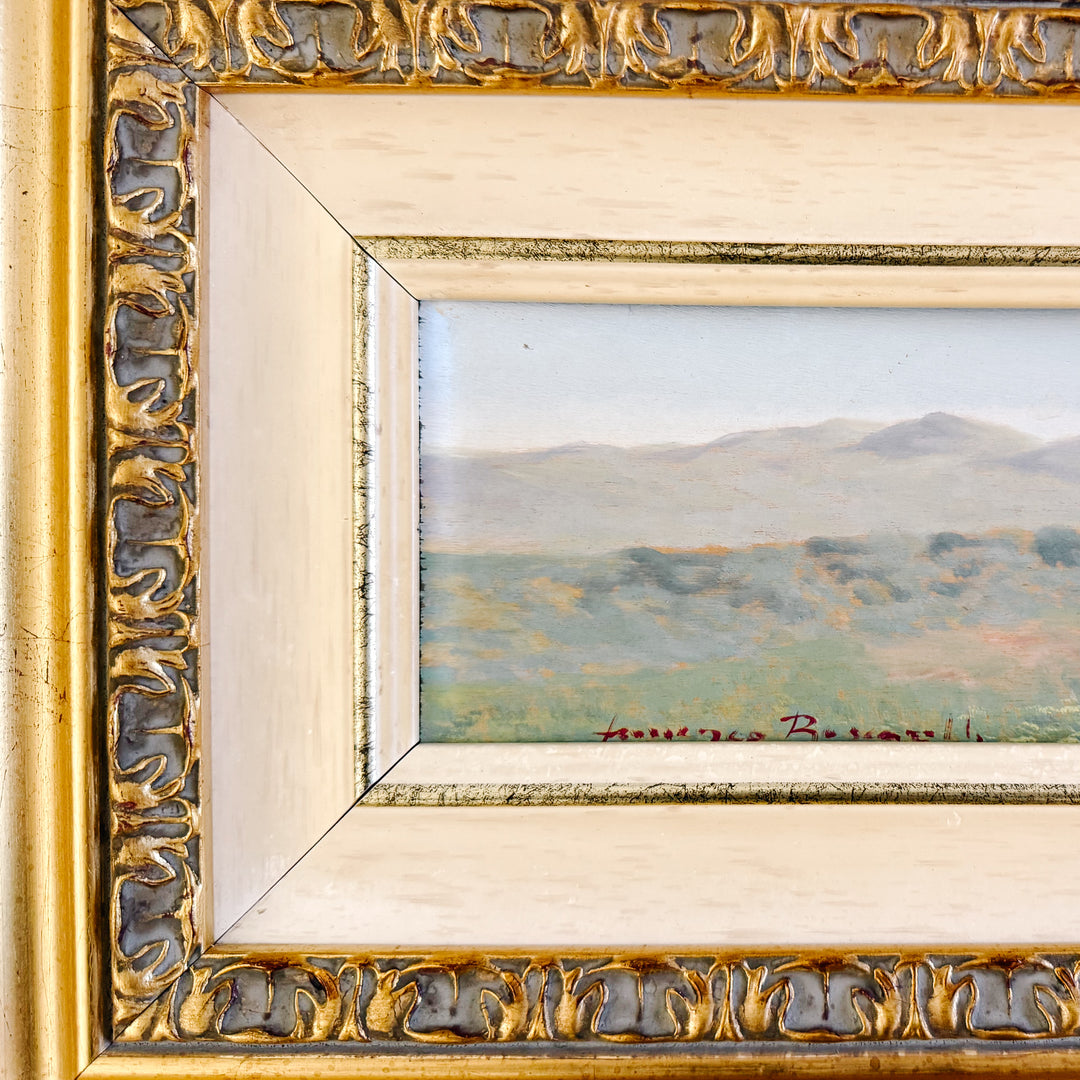 Large Vintage Italian Impressionist Panoramic Tuscan Landscape Oil Painting by Francesco Rosselli