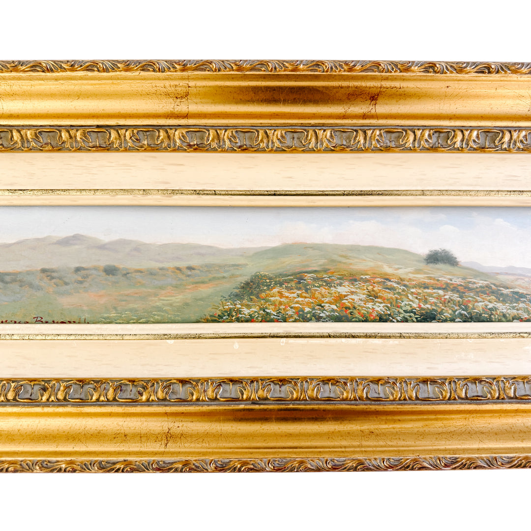 Large Vintage Italian Impressionist Panoramic Tuscan Landscape Oil Painting by Francesco Rosselli
