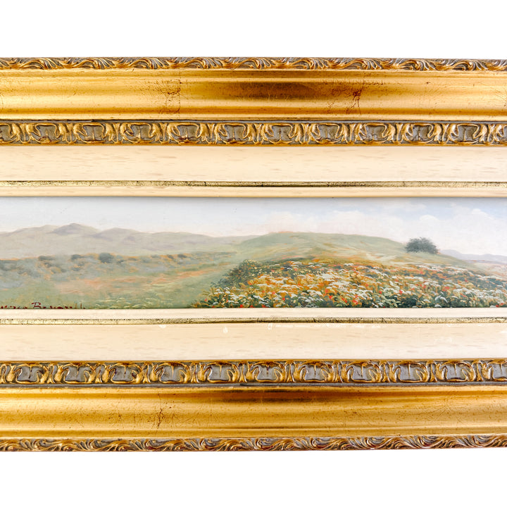 Large Vintage Italian Impressionist Panoramic Tuscan Landscape Oil Painting by Francesco Rosselli