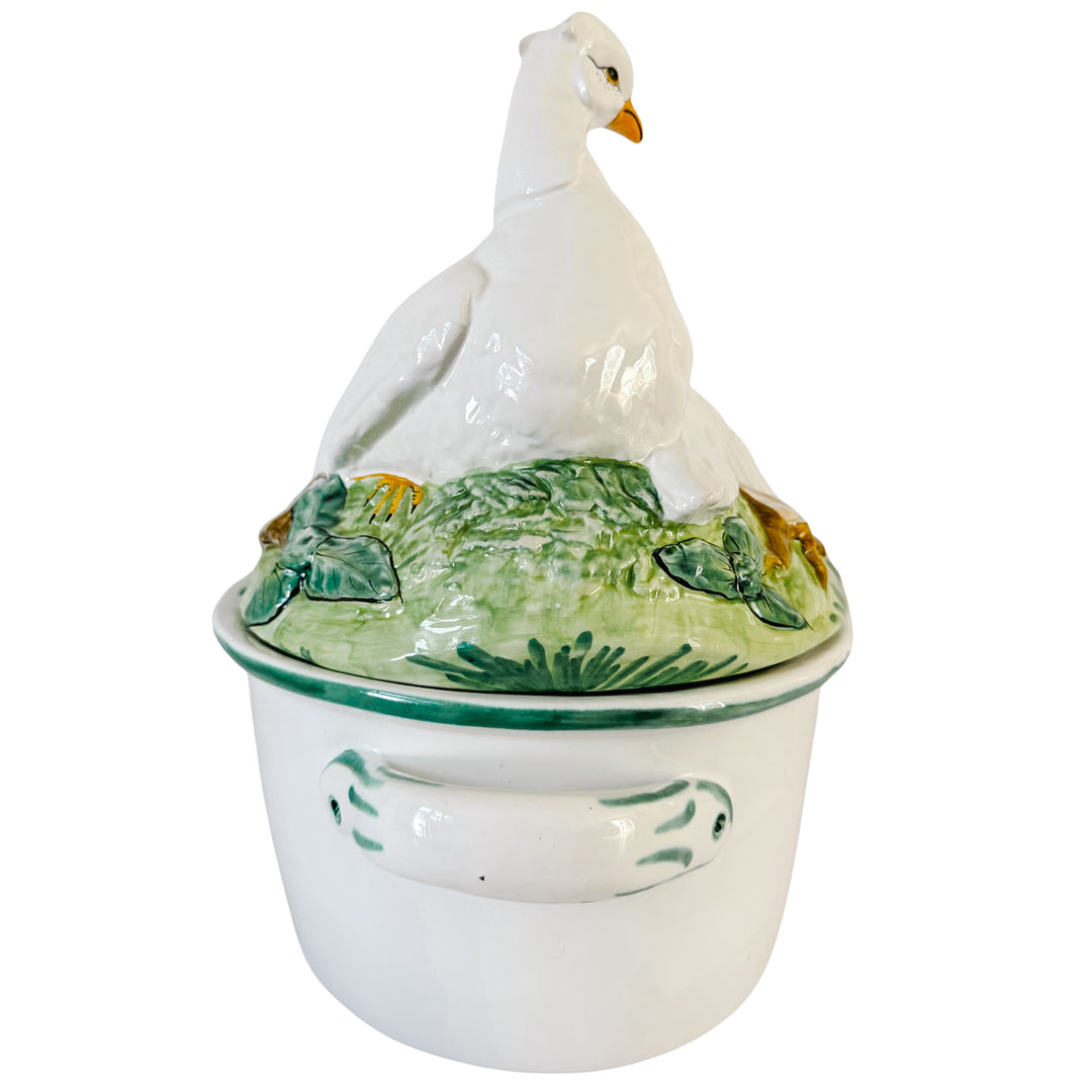 Vintage Italian Majolica Ceramic Double Dove Covered Casserole Dish Centerpiece