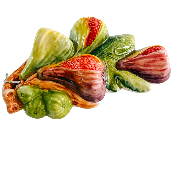 Vintage-Style Italian Majolica Fig Wall Plaques by Bassano Del Grappa Ceramiche