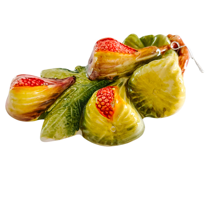 Vintage-Style Italian Majolica Fig Wall Plaques by Bassano Del Grappa Ceramiche