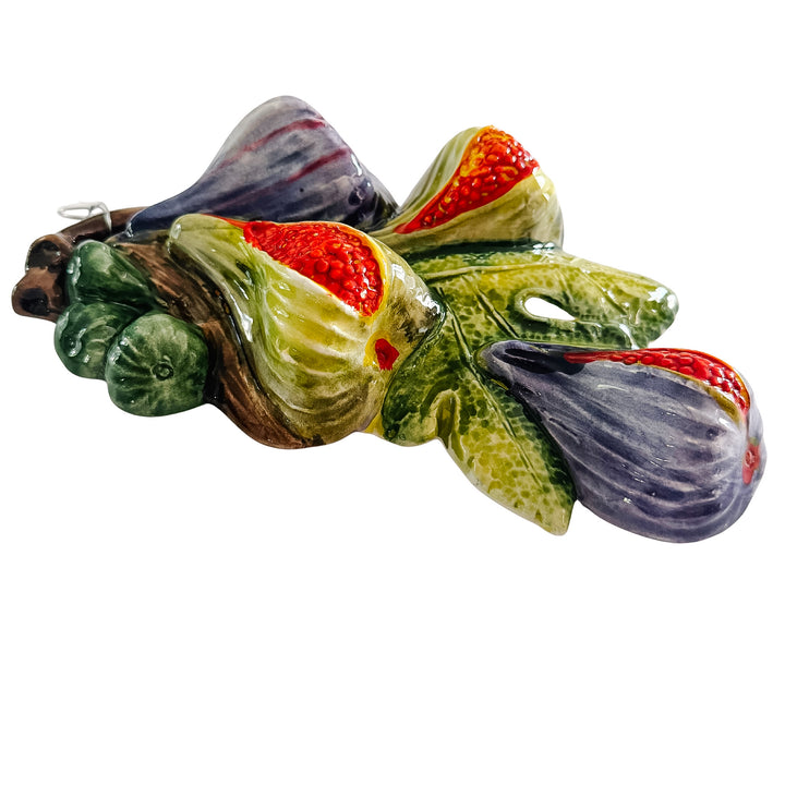 Vintage-Style Italian Majolica Fig Wall Plaques by Bassano Del Grappa Ceramiche