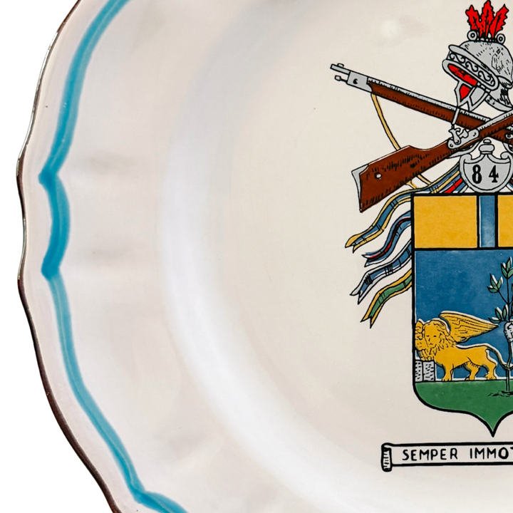 Vintage Italian Majolica Heraldic Plate – 84th Infantry Regiment "Venezia"