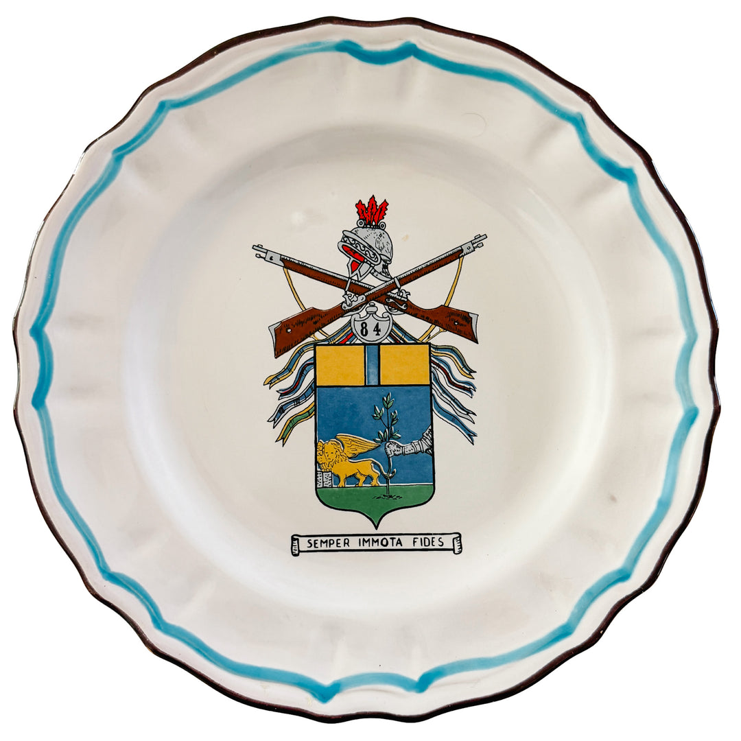 Vintage Italian Majolica Heraldic Plate – 84th Infantry Regiment "Venezia"