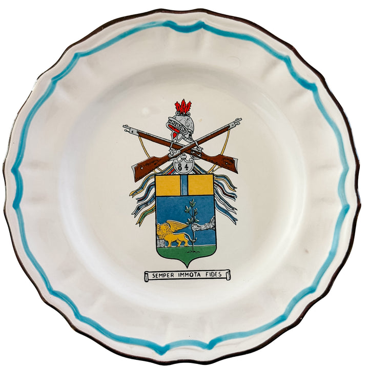 Vintage Italian Majolica Heraldic Plate – 84th Infantry Regiment "Venezia"