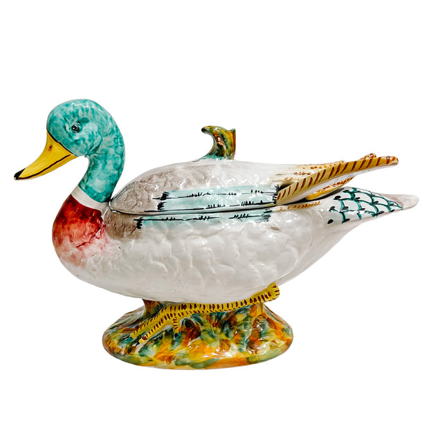 Vintage Italian Mallard Duck Tureen With Ladle