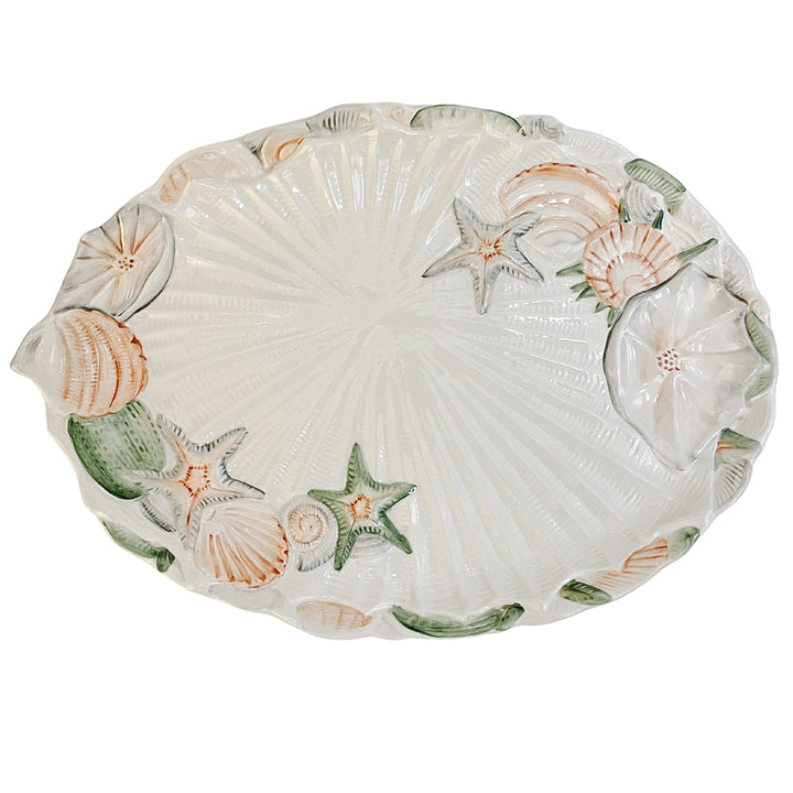 Vintage Italian Pastel Seashells Serving Platter by Vietri