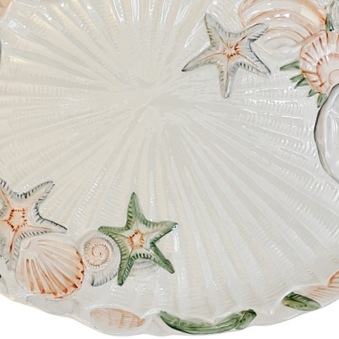 Vintage Italian Pastel Seashells Serving Platter by Vietri