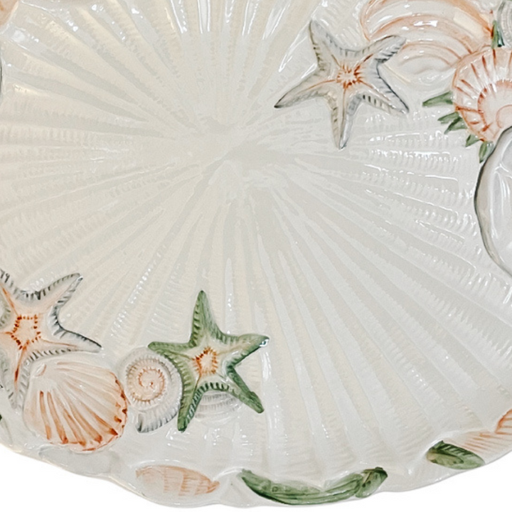 Vintage Italian Pastel Seashells Serving Platter by Vietri