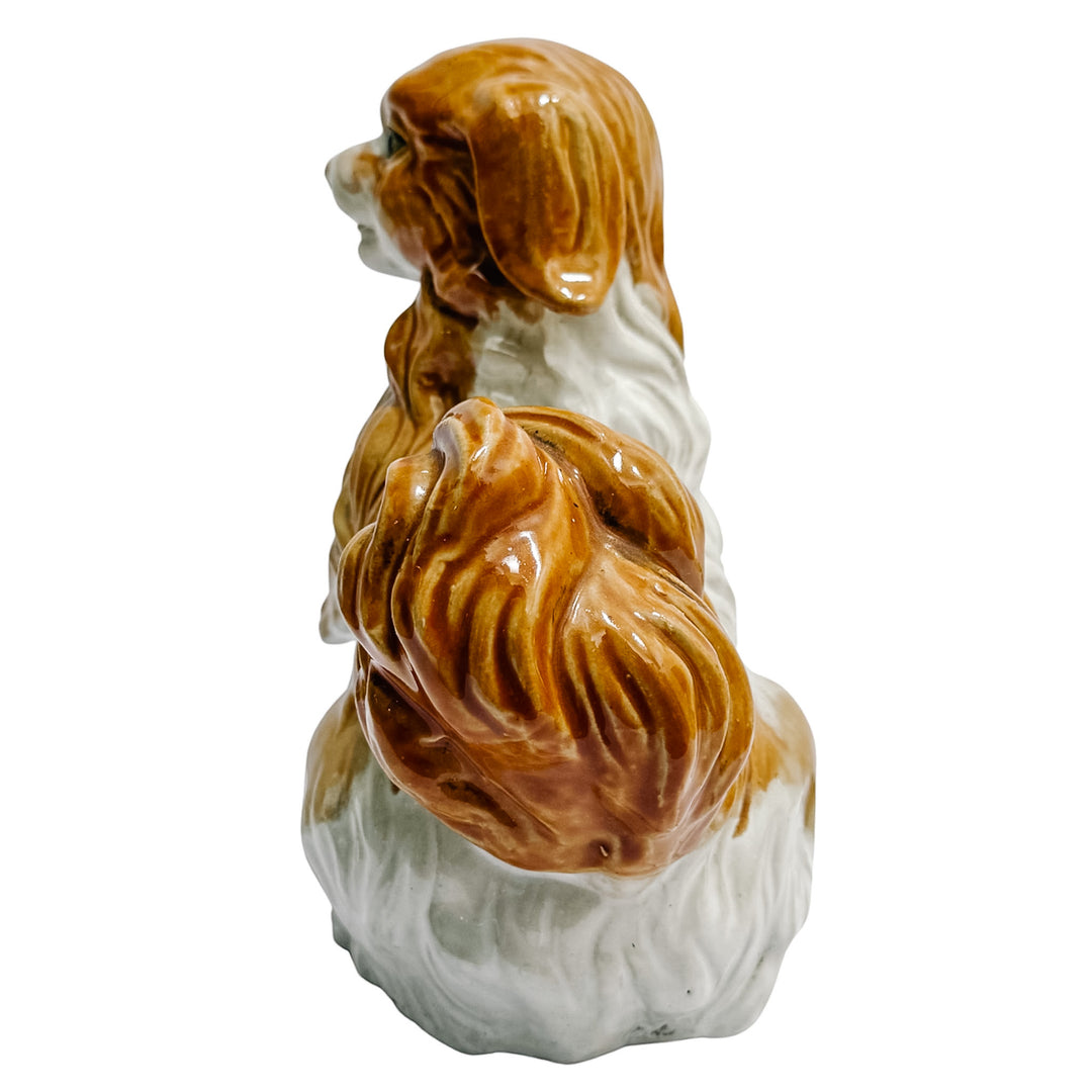 Vintage Continental Terracotta Cavalier King Charles Spaniel Dog Figurines
