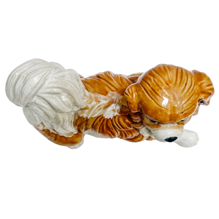 Vintage Continental Terracotta Cavalier King Charles Spaniel Dog Figurines