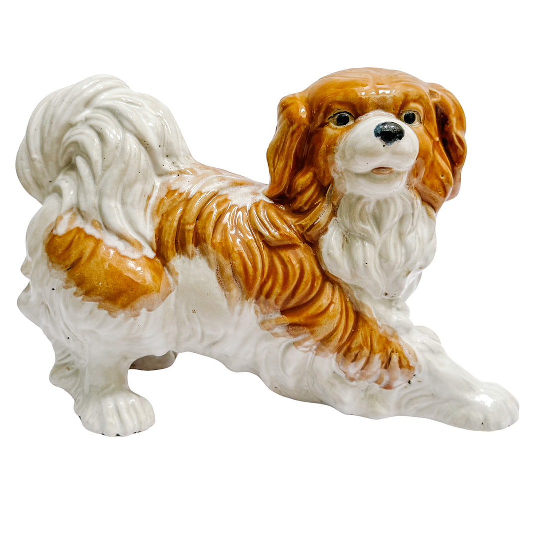 Vintage Continental Terracotta Cavalier King Charles Spaniel Dog Figurines