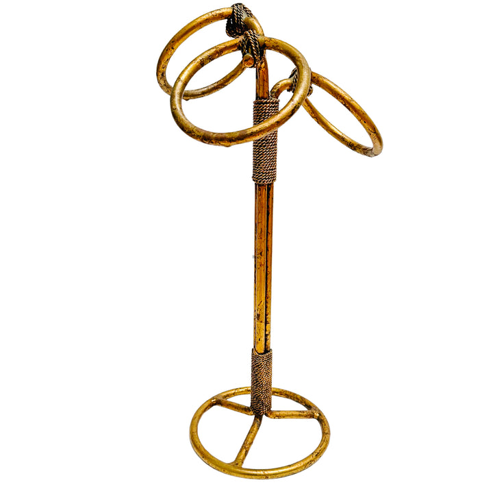 Vintage Italian Tole Gilt Rope Three Ring Towel Holder