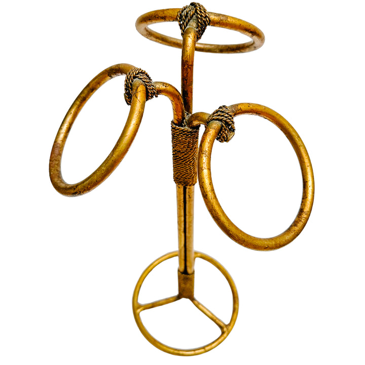 Vintage Italian Tole Gilt Rope Three Ring Towel Holder