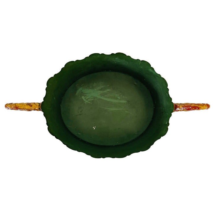 Vintage Italian Tole Hand Painted Faux Malachite Green Oval Jardiniere