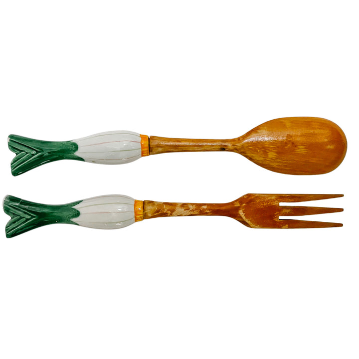 Vintage Italian Green Onion Salad Serving Set for Neiman Marcus
