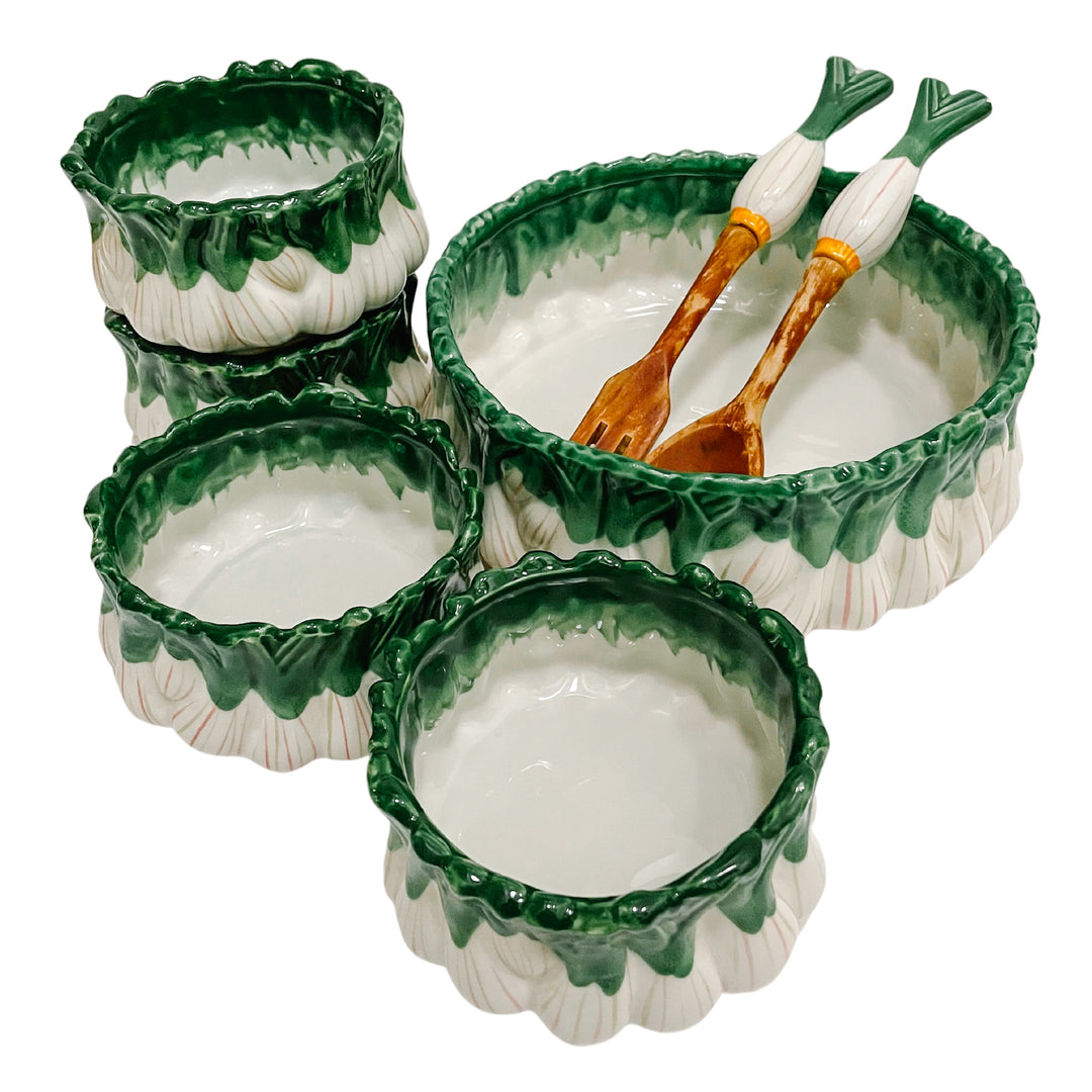 Vintage Italian Green Onion Salad Serving Set for Neiman Marcus