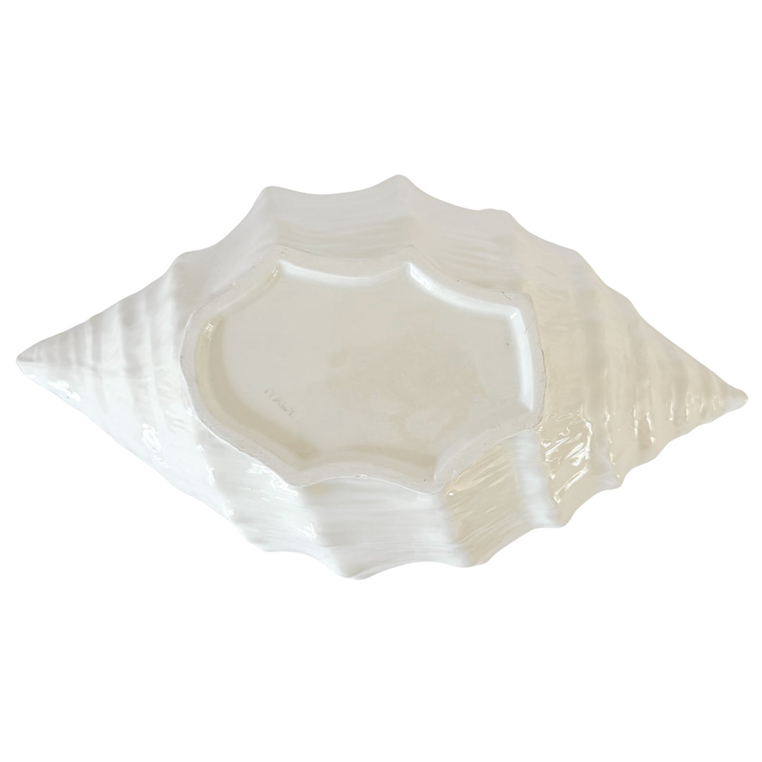 Vintage Italian White Porcelain Conch Shell Tureen Set With Underplate & Ladle
