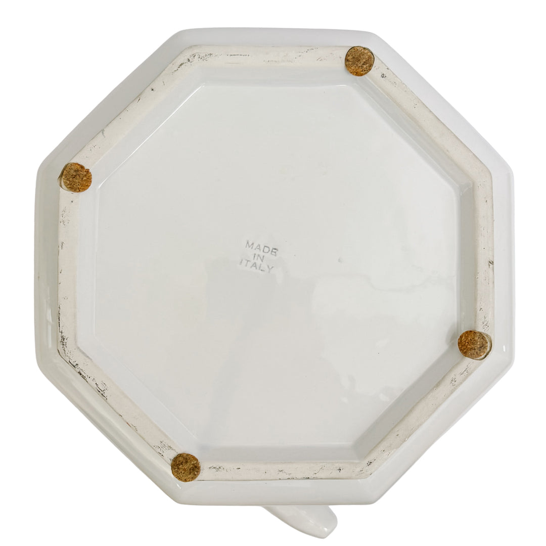 Italian White Trompe L’Oeil Ceramic Fruit Bowl Topiary Centerpiece