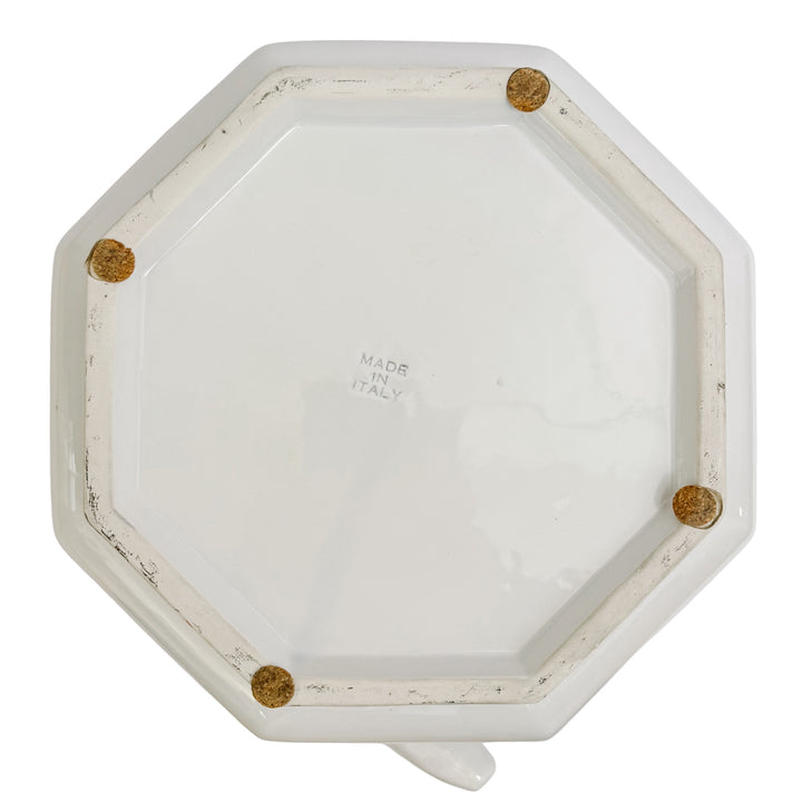 Italian White Trompe L’Oeil Ceramic Fruit Bowl Topiary Centerpiece