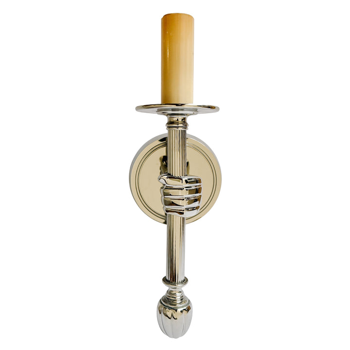 Pair of Jacques Adnet Style Polished Nickel Hand Sconces