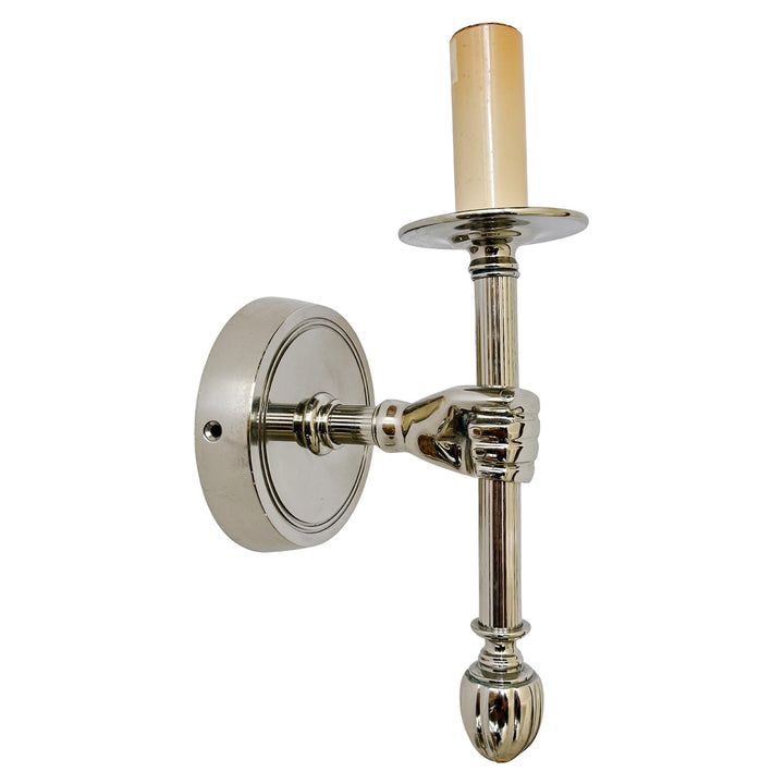 Pair of Jacques Adnet Style Polished Nickel Hand Sconces